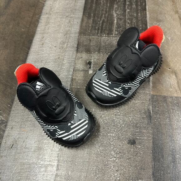 Adidas Disney Mickey Mouse Black White Red D96916 Toddler Kids Sz 5K 5C - Picture 1 of 16
